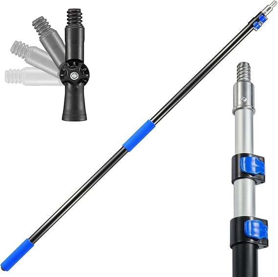 5-12 Ft Telescoping Paint Roller Extension Pole with Angle Adaptor