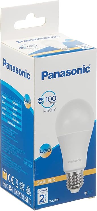Panasonic E27 Led Lamba, Sarı Işık (2700K), 14W, 1430 Lümen