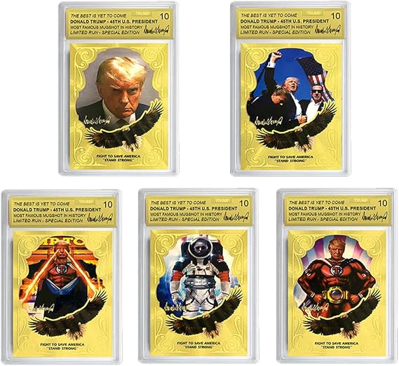 5pc/Set 47th United States President Donald Trump Rating Card Trump Victory Trading Gold Foil Card Collected Fans Gift