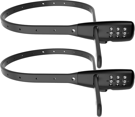 OKG 3-Digit Combination Adjustable Zip Tie Bike Lock - Anti-Scratch Stainless Steel Cable Lock with Resettable Code, Secure Bikes, Helmets, Skis, Prams, Cabinet, French Doors (Black)