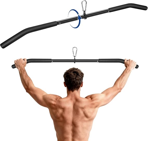 39.7'' LAT Pulldown Bar with Full Rotation, Lat Pulldown Attachments for Pulley Cable Machine,Curl Tricep Press Down Bar with Rubber Handle for Gym,Strength Workout