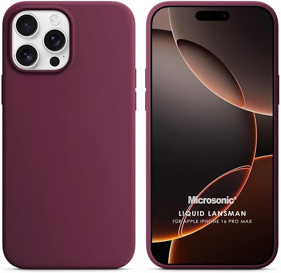 Microsonic Apple iPhone 16 Pro Max Kılıf Liquid Lansman Silikon Bordo [iPhone 16 Pro Max ile Uyumlu Kılıf - Bordo]