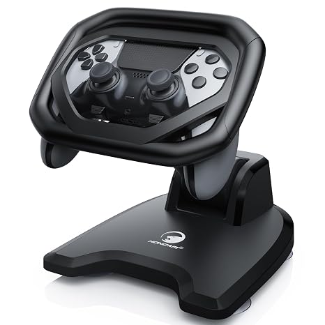 HONCAM Steering Wheel for PS5/PS5 Elite Controllers, Racing Wheel Table Attachment with 4 Suction Cup for Sony Playstation 5 Dualsense Controller, Playstation 5 Accessories Enhanced Stability for Immersive Racing Games, Black