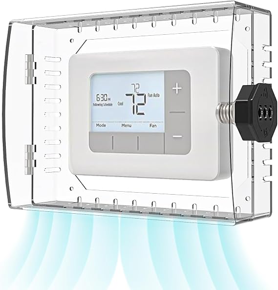 Thermostat Lock Box,Thermostat Lock Box with Combination lock,Thermostat Guard,Thermostat Cover Fits 6.18''X4.8''X2.24'' or Smaller(Rectangular-XL-Combination lock)