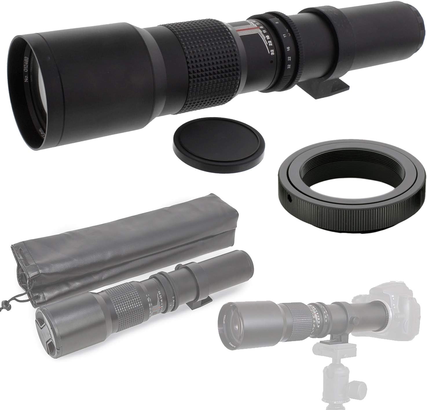 500mm f8-32 HD Preset Telephoto Lens for Panasonic Lumix DMC GM5, GH4, GM1, G85, GX85, GX8, GX7, GF6, G7, G6, GH3, GH2, GH1 and GF2 Micro Four Thirds
