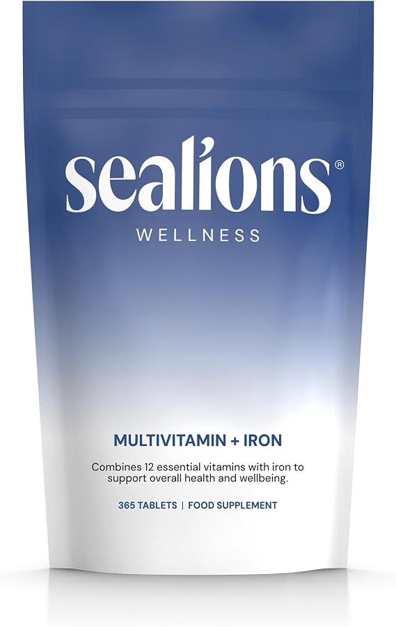 Sealions Multivitamin + Iron | 365 High Strength Vegetarian Tablets | Immunity Support, Energy Production & Reduce Tiredness | Up to 1 Year Supply