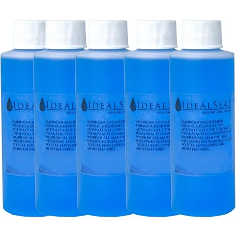 Supply Bundle 5 Bottles of Concentrated Sealing Solution (Makes 5 Gallons) Compare to PB EZ Seal, (600 Postage Meter Labels) + Envelope Dabber Bottle