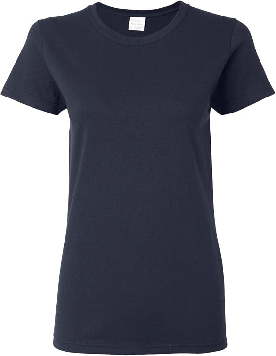 Gildan Women's Heavy Cotton Adult T-Shirt, 2-Pack (Medium, Navy/White)
