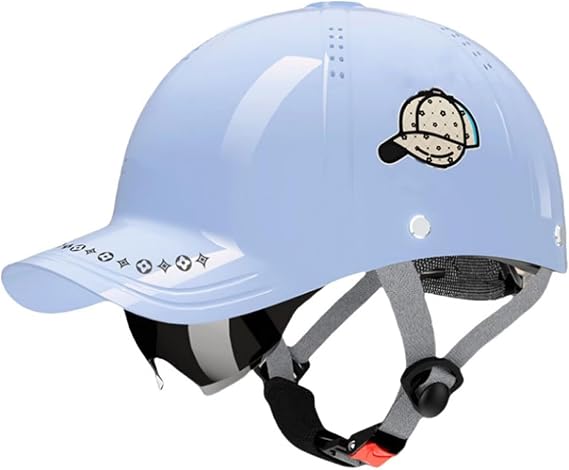Lightweight Retro Baseball Cap Style Motorcycle Half Helmet with Visor,DOT Approved Vintage Open Face Scooter Skateboard Bicycle Moped ATV Bike-Helmet for Adults Men and Women