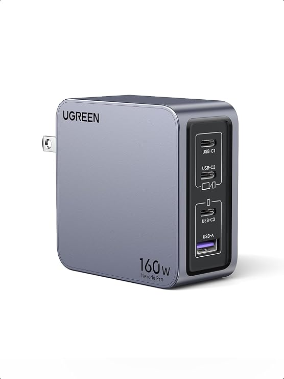 UGREEN Nexode Pro 160W GaN USB C Laptop Charger, 4-Port PD 3.1 PPS Fast Charger for MacBook Pro, Pixelbook, Dell XPS, iPad Pro, iPhone 17/16/15 Series, Galaxy S25/S24, Pixel 10/9, Steam Deck