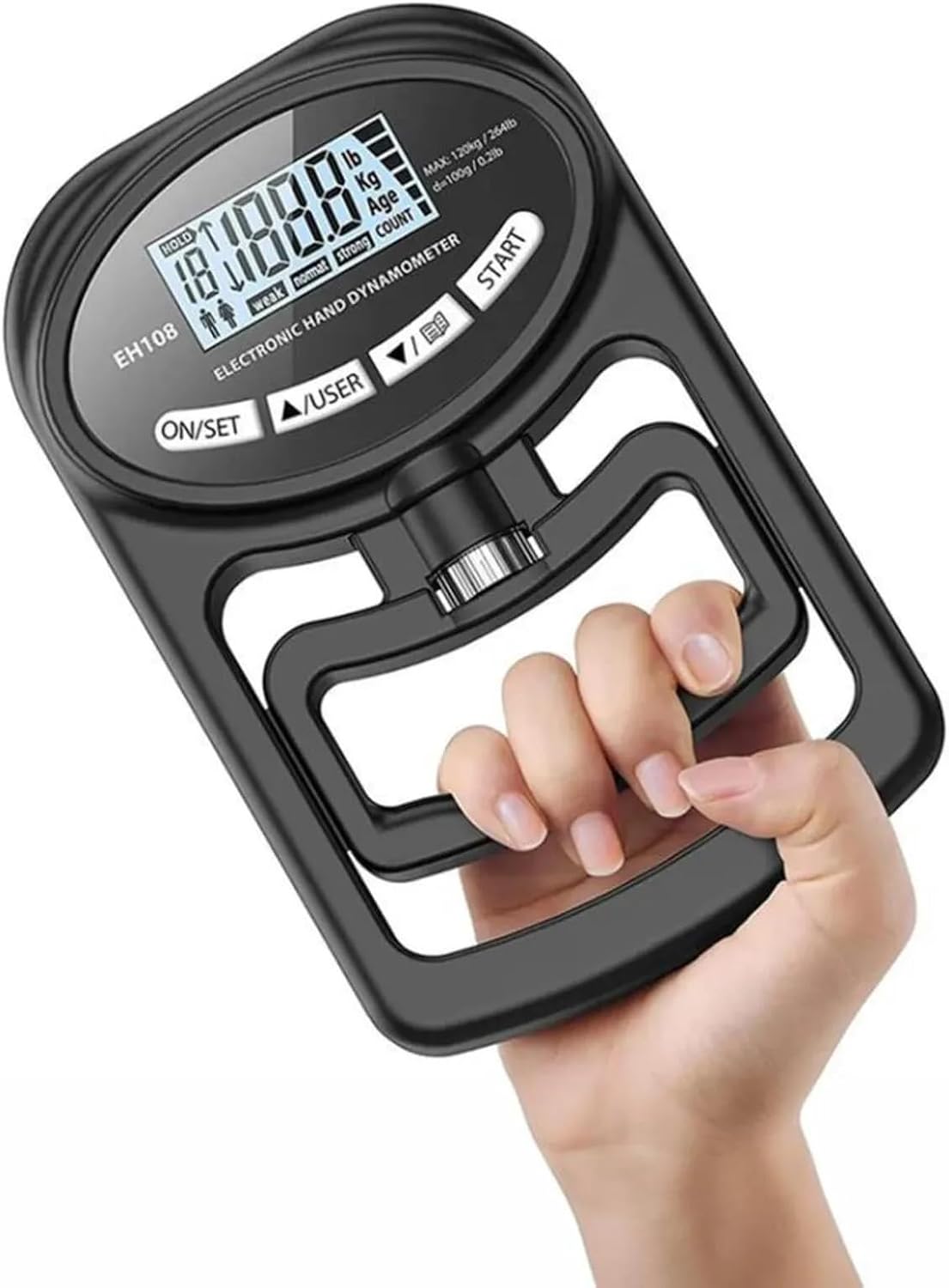 Digital Handheld Dynamometer Grip Strength Meter with – LCD Display, Adjustable, Portable