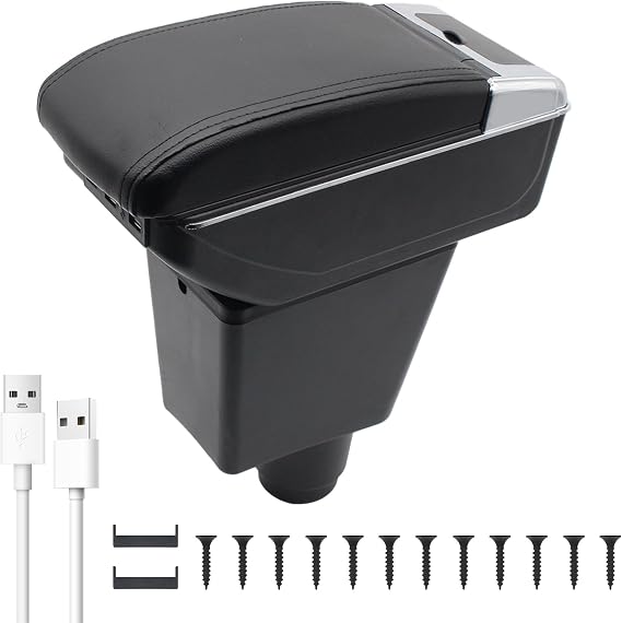 Car Armrests for Renault Dacia Sandero 2 Stepway Logan 2 Centre Consoles for Car Double Storage Space with Cup Holder 7 USB Ports Rear Utility Box