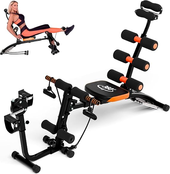 Ab Workout Bench for Home Gym, Multi-Functional Adjustable Ab Crunch Machine for Total Body Workout, Abs Exercise Equipment for Abs, Trainer for Core, Leg, Thighs, Buttocks, Sit-up