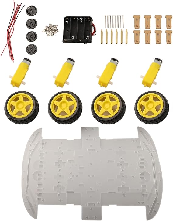 for Smart Car Chassis Kit For 4Wd Robotic Platform With Encoders, Abs+Metal Construction, Four Wheel Drive, Easy Assembly, For Robotics Diy Projects