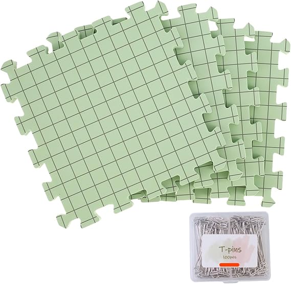 4Pcs Extra Thick Blocking Mats for Knitting and Crochet Projects, Crochet Blocking Board Set with Gridlines and 100 T-Pins,12x12 inches Blocking Board for Crochet and Knitting