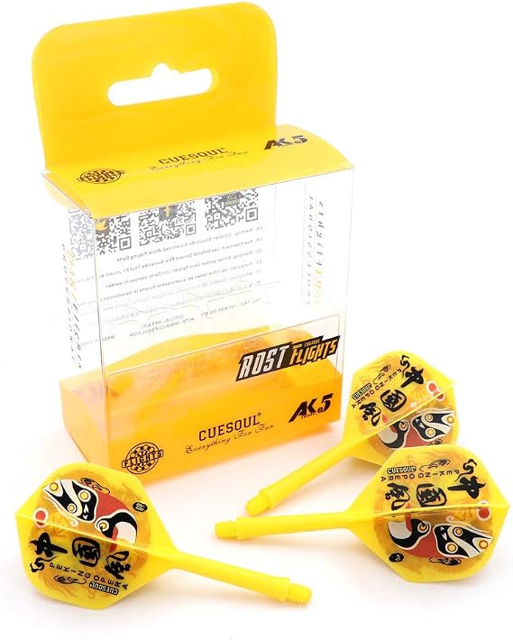 CUESOUL ROST Integrated Dart Shaft and Flights Standard Shape,Peking Opera Design,Set of 3 pcs