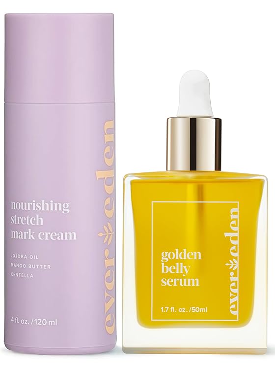 Evereden Belly Stretch Mark Oil & Stretch Mark Cream, Dermatologist-Tested | Vitamins A, C, B1 & B2, Reduces the Appearance of Stretch Marks, Skin Looks Firmer, Safe for Pregnancy & Breastfeeding