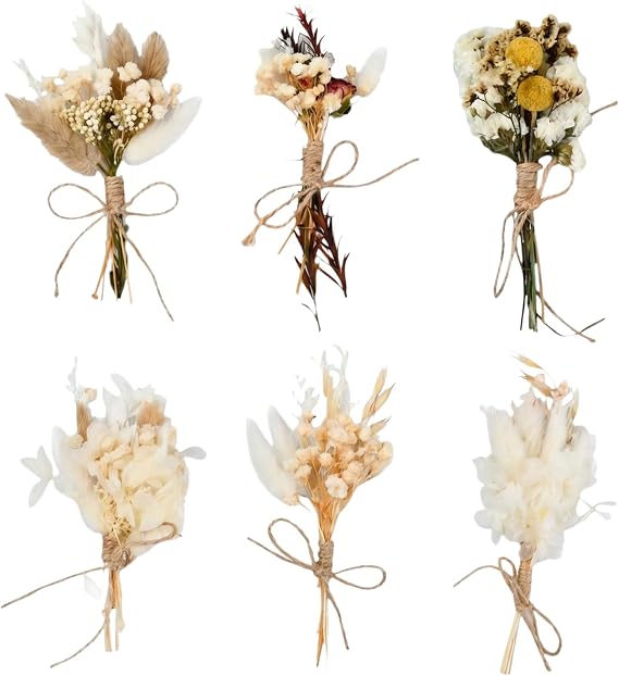 6 Bundles Mini Dried Flower Bouquet Small Dried Flowers Dried Flowers for Crafts Natural Dried Bouquet for Picture Frames DIY Home Party and Wedding Decoration