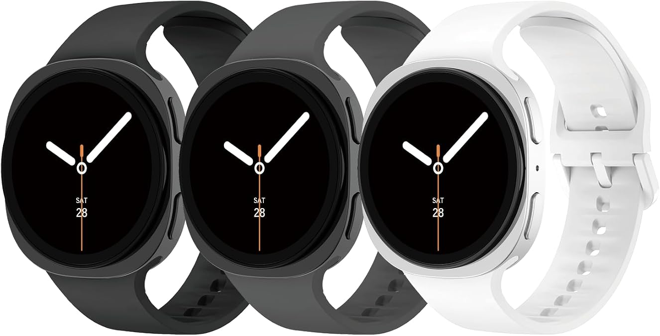 Sport Band for Samsung Galaxy Watch 8 Band 40mm 44mm/8 Classic 46mm Men Women,No Gap Soft Silicone Rubber Replacement Strap Waterproof Wristband for Samsung Galaxy Watch 8 Classic Bands 46 44 40 mm