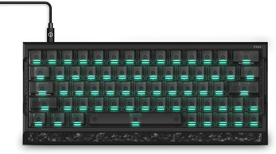 IQUNIX EV63 Hall Effect Magnetic Gaming Keyboard 60% | 0.01mm Rapid Trigger, Adjustable Actuation, 0.125ms Latency, Hot-Swap, SOCD, RGB, Aluminum with Forged Carbon (Dark Knight)