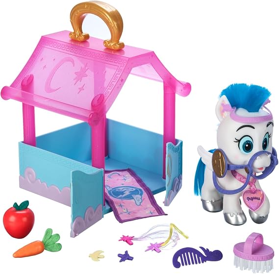 Disney Store Action Toys Princess Pet Play Set - Pegasus Stable Set Fun Playsets Princess Toys Perfect for Little Kids -  with Pegasus, Grecian Stable, Horsehair Mane, Glitter Roof
