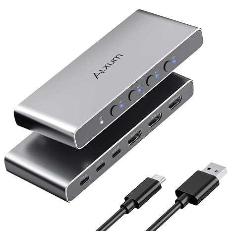 Alxum USB C Switch HDMI Switcher 4 Computers 1 Monitor with EDID 4K@60Hz