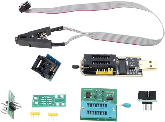 CH341A USB Programmer Set for Flashing BIOS with SOIC8 Test Clip and SOP8 SOIC8 to DIP8 Adapter Socket Convert Memory Programmer