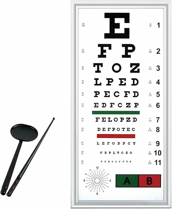 Snellen Eye Chart with LED Light Box, 2.5/5 M Distance Measurement, Even Lighting for Optical Shops, Clinics, and Schools