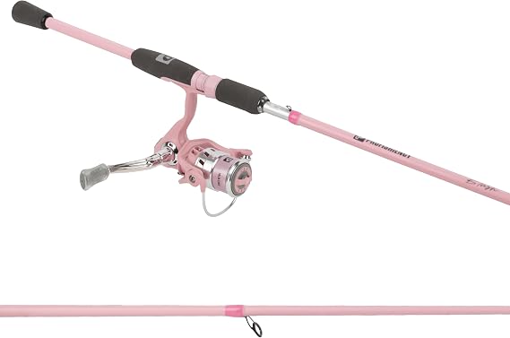 Profishiency Blush Spinning Fishing Combo | 6'6" 2-Piece Medium Rod, Fiberglass Rod, 3000 Size Spinning Reel, 5.2:1 Gear Ratio, 4+1 Bearings, Pre-Spooled with 10 lb Line