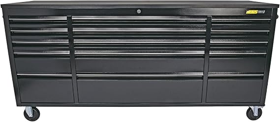 JEGS 72 in. 15-Drawer Rolling Tool Cabinet - Black Powder-Coated