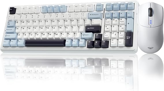 AULA Gaming Keyboard and Mouse, F99 Wireless Mechanical Keyboards Hot Swappable Custom Keyboard+SC580 Wireless Gaming Mouse White