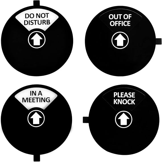 Kichwit Privacy Sign for Office, Do Not Disturb, Out of Office, Please Knock, In a Meeting (Black&White)