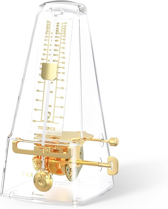 TERENCE Mechanical Metronome for Piano Guitar Violin Bass Drum and Other Musical Instruments Loud Sound,High Precision Track Beat and Tempo,Portable Metronome Gift Teaching for Beginners(Transparent)
