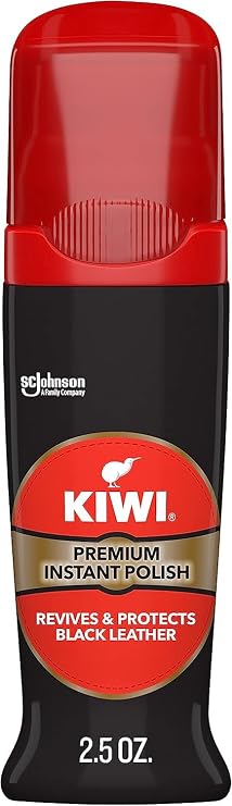 Kiwi Instant Shine & Protect Liquid Shoe Polish, Black, 1 Bottle with Sponge Applicator, 2.5 oz, Pack of 1