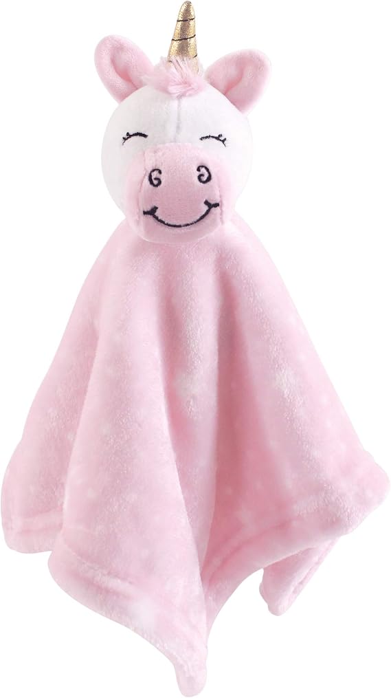 Hudson Baby Unisex Baby Animal Face Security Blanket, Pink Unicorn, One Size