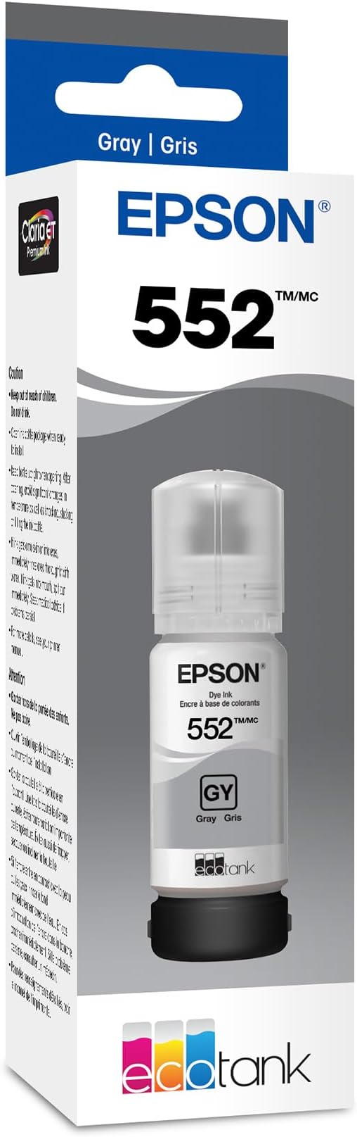 Epson 552 EcoTank Ink Ultra-high Capacity Bottle Gray (T552520-S) Works with ET-8500, 8550