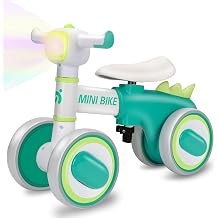 Baby Balance Bike for 1 Year Old Boys Girls Toddler Balance Bike 12-18-36 Months 4 Wheels Mini Walking Ride on Toys with Colorful Lighting 1-3 Years Old Kids Infant First Birthday Gifts