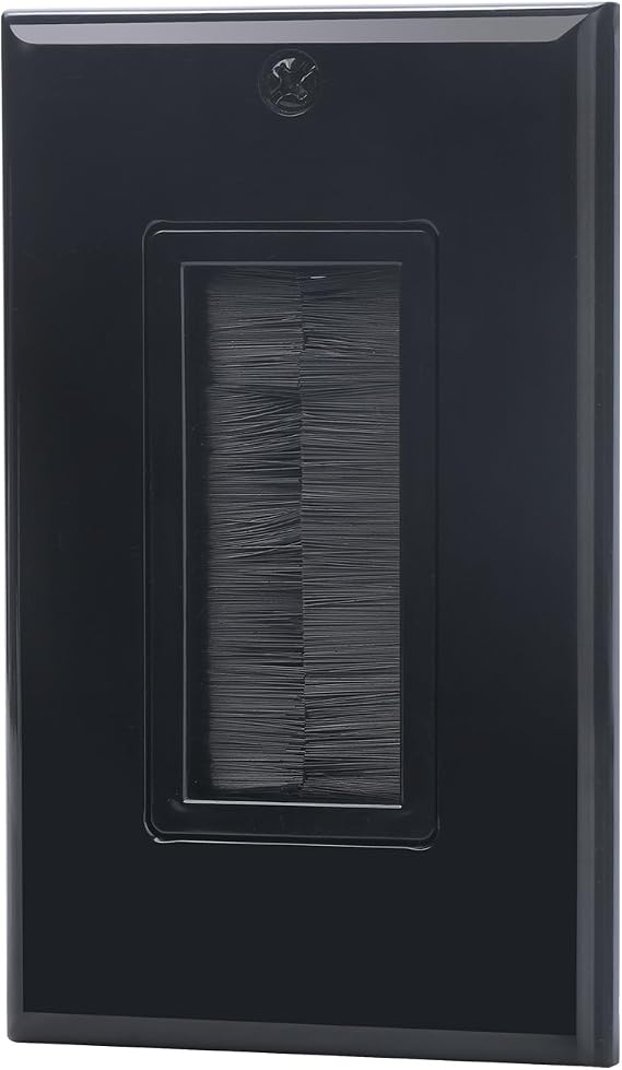IBL-Single Gang Wall Plate with Brush Bristles (Black)