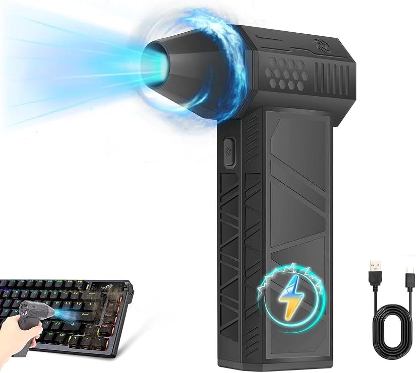 Tastech Mini Turbo Jet Fan Basiçli Hava Üfleyici Şarjlı Vantilatör 130.000 Rpm Basinçli Hava Fanı Siyah