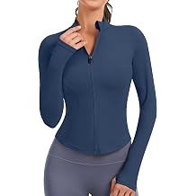 JoyGirl Womens Running Jacket Long Sleeve Cropped Workout Yoga Sport Tops Lightweight Athletic Zip Up Gym T-Shirt with Thumb Holes