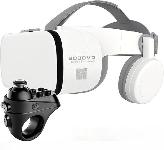 VR Goggles Glasses with Remote Control, VR Glasses for 3D Movie Video Play Games, VR Virtual Reality Gaming System VR Headset for iPhone Apple Android PC Phone Color: White, Size: R1
