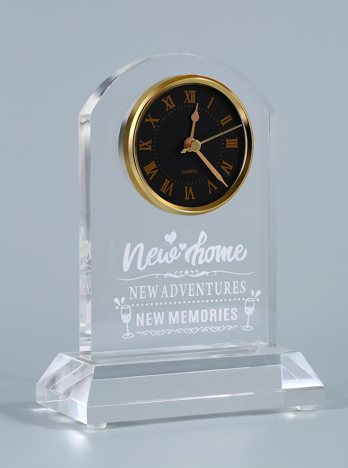 DEEWISH Quartz Table Clock Plaque – Unique Housewarming Present, New Home Decor Keepsake for Men Women Friends Couple Neighbor Client Realtor Closing Apartment Condo Gift, Type B