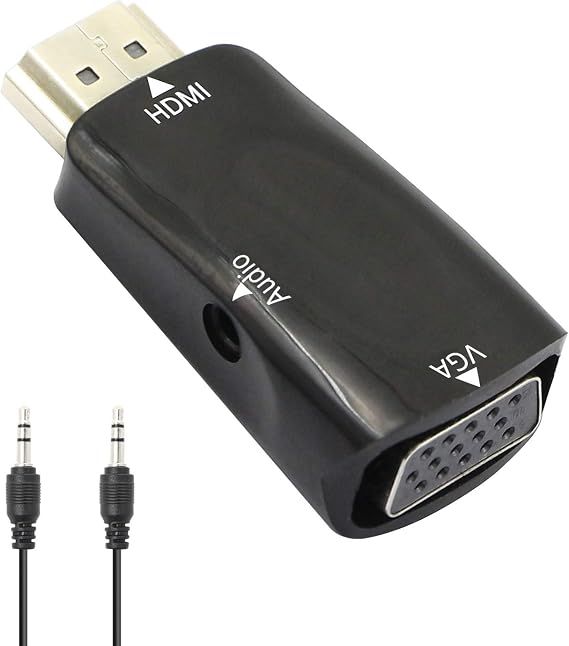 YACSEJAO HDMI to VGA Adapter,1080P HDMI Male to VGA Female Converter with Audio Compatible with Monitor, Laptop, Computer, PC, Desktop, Projector, HDTV, Chromebook, Ultrabooks and More
