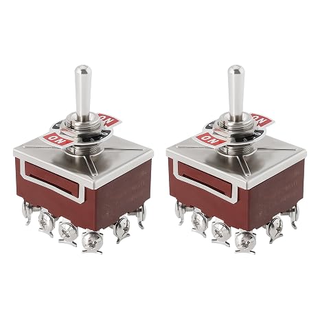 VGOL 2PCS 4PDT 4P2T Latching Toggle Switch 59.6x31.6x37.1mm ON-OFF-ON Screw Terminals Switch Rock Switch Used to Control Small Electronic Projects