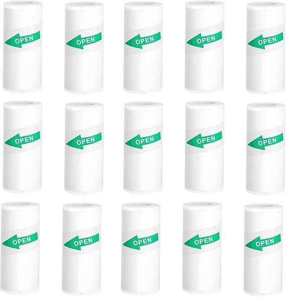 15 Rolls Thermal Printer Paper, 57 x 25mm Mini Printer Sticker Paper for Most Mini Sticker Printers(Color:White)