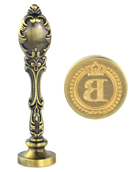 Samyo Wax Sealing Stamp Classic Old-Fashioned Antique Alphabet Initial Letter Creative Romantic Seal Stamp Maker Bronze (B)