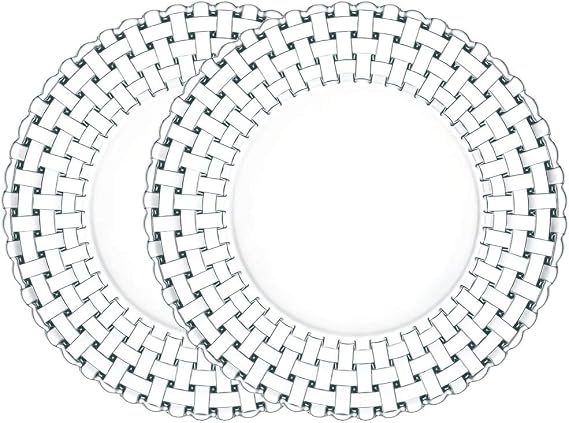 Nachtmann Bossa Nova Crystal Serving Platter 12.6" Basketweave Design Glass Plate for Appetizers, Desserts & Special Occasions Elegant Lead-Free Tableware for Dining, Gifting & Home Display