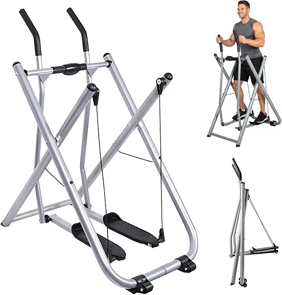 Air Walker Exercise Machine, Cardio Cross Trainer Glider for Home Exercise, Foldable Elliptical for Small Spaces, 265LBS Weight Capacity for Home, Gym, Office