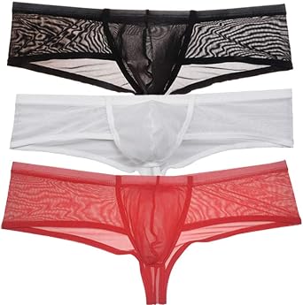 Men's Mesh Transparent Boxers Thong Trunks Pouch Sexy Guys Underwear Boxer Brief Pants