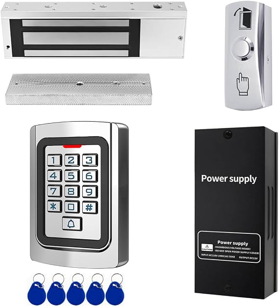 Door Access Control System 1200lb Electric Magnetic Door Lock Kit Waterproof Keypad ID Card Smartphone Tuya App Remote Control